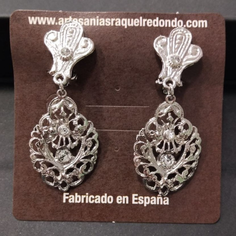 Pendientes plateados pinza - Raquel Redondo - 4654