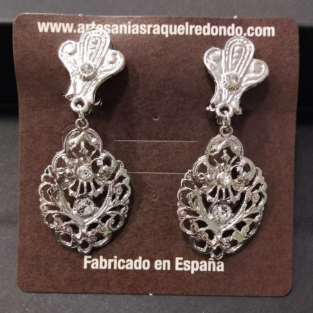 Pendientes plateados pinza - Raquel Redondo - 4654