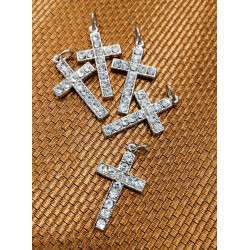 Pendant | Silver-plated cross with crystals
