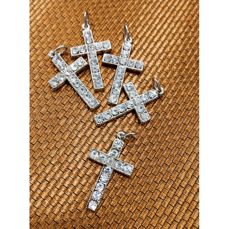Pendant | Silver-plated cross with crystals