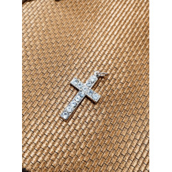 Pendant | Silver-plated cross with crystals