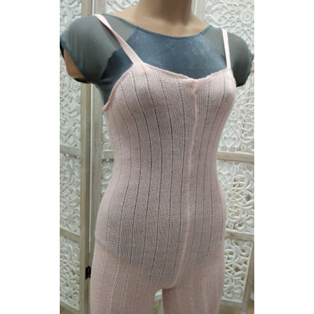 Warm-up jumpsuit - Long pink wool